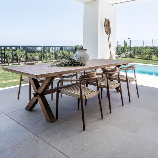 Table d'extérieur Borneo | Table extensible | Pieds naturels | 300 x 100 x 76 cm