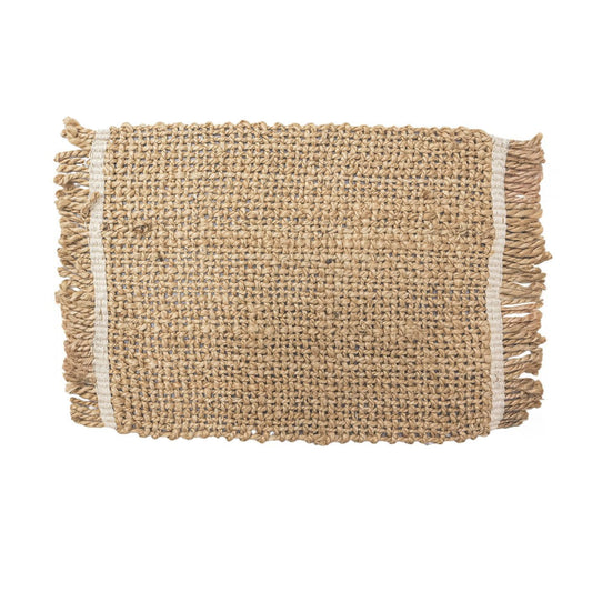 Set de table en jute tressé avec bordure contrastée, naturel