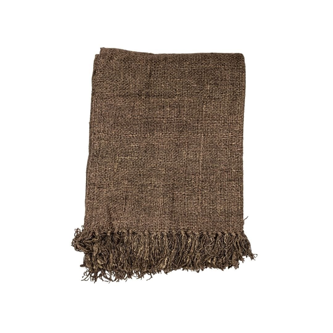 Jeté à franges Etera marron