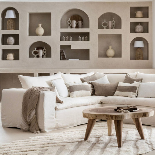 Canapé d'angle Ibiza Haven en lin | 270 x 105 cm/270 x 70 cm