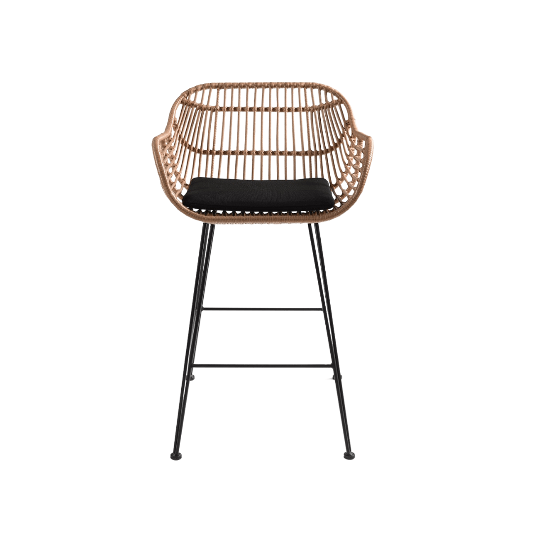 Tabouret de bar Jaipur avec accoudoirs | Noir 58 x 56 x 95 cm
