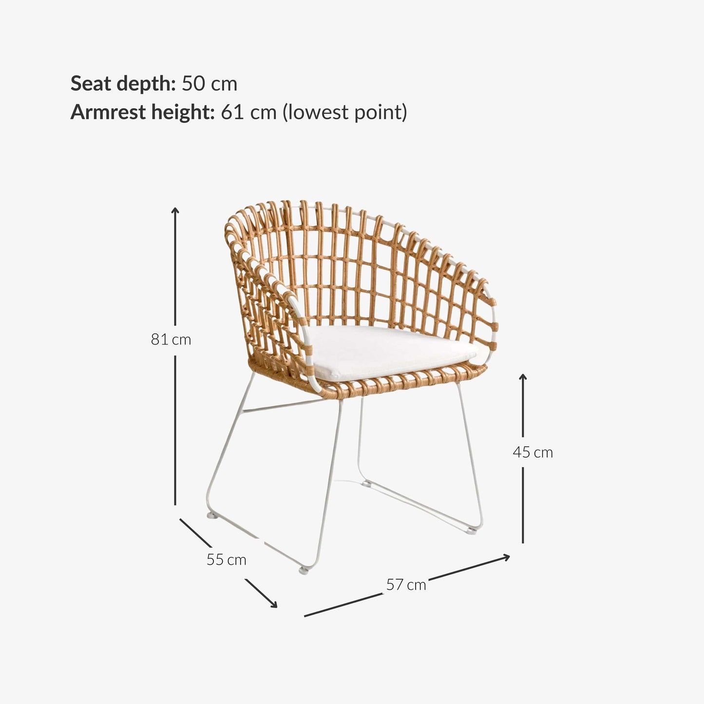 Chaise d'extérieur en rotin Jaipur | Blanc