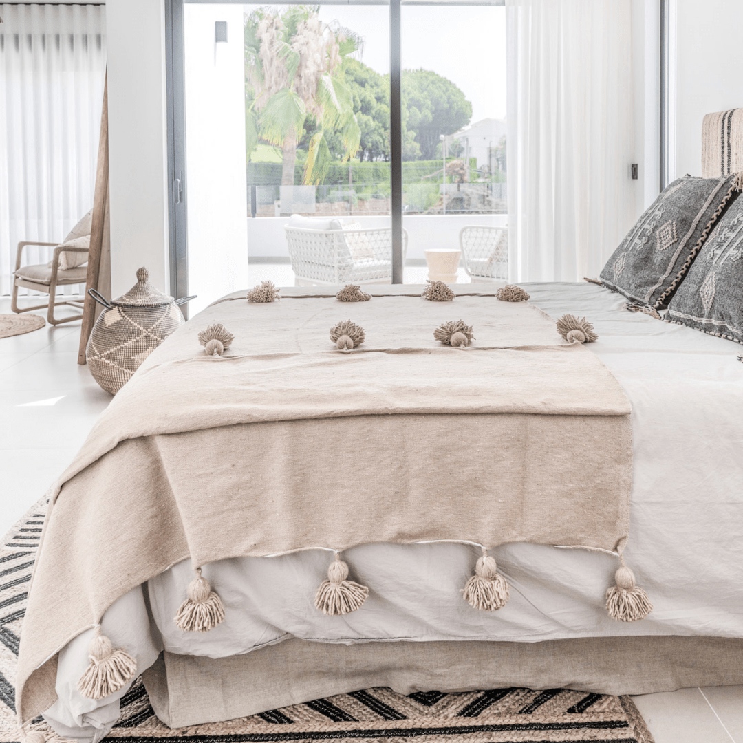 Cache-sommier en lin et coton | Naturel