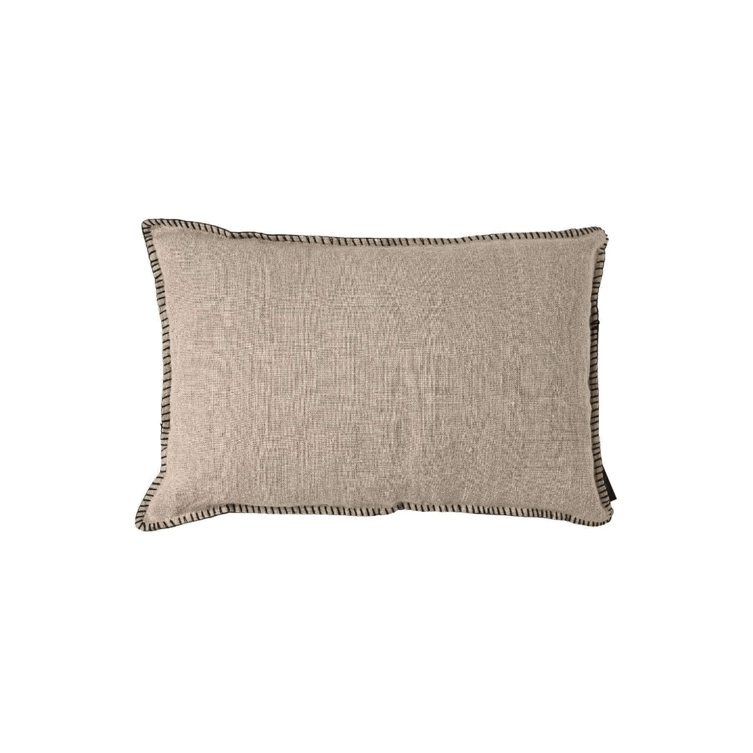 Housse de coussin en lin | Bordure brodée | Naturel 40 x 60 cm