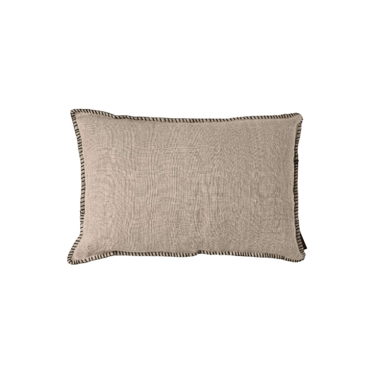 Housse de coussin en lin | Bordure brodée | Naturel 40 x 60 cm