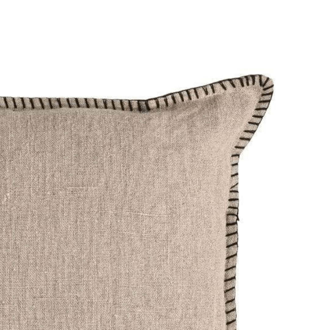 Housse de coussin en lin | Bordure brodée | Naturel 40 x 60 cm