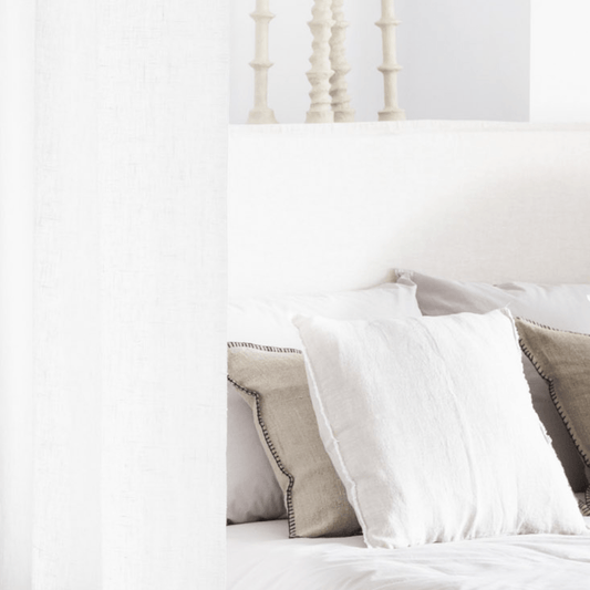 Housse de coussin en lin | Bordure brodée | Naturel 40 x 60 cm