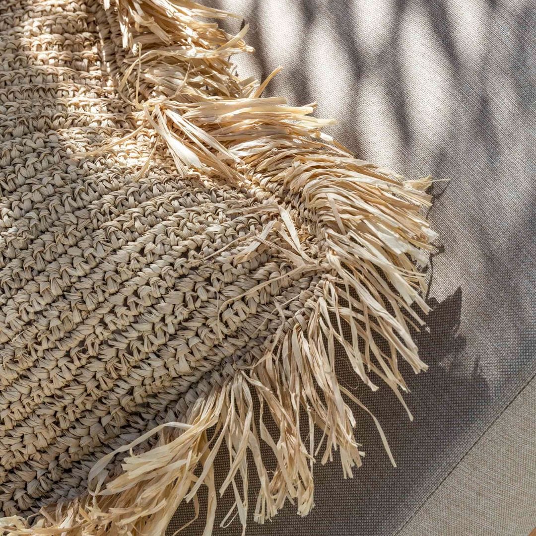 Housse de coussin en raphia | Franges | 45 x 45 cm