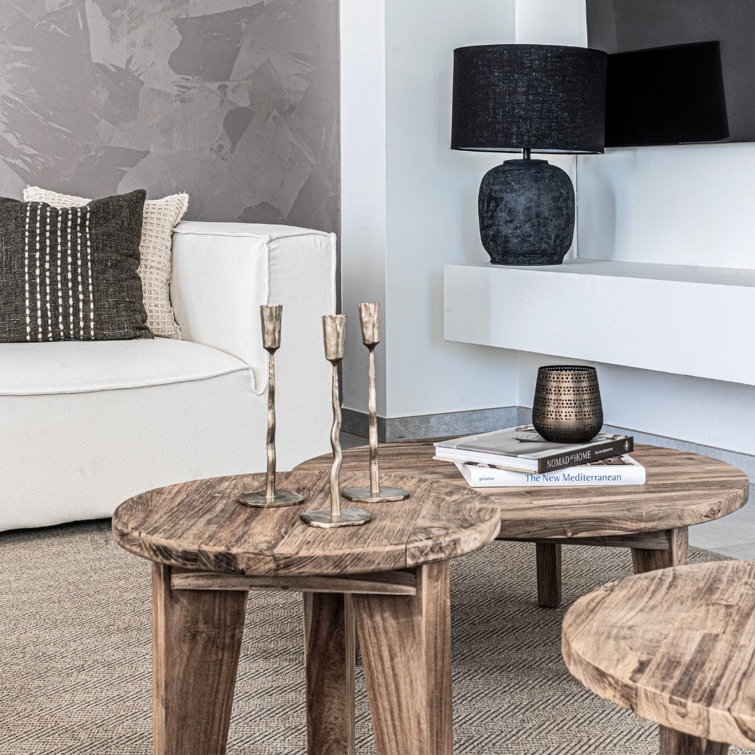 Table basse en teck recyclé | 50 x 41 cm