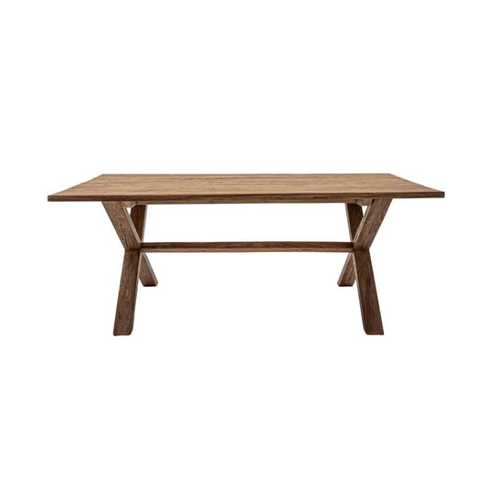 Table à manger en teck recyclé | Pieds en X | 200 x 100 x 75 cm
