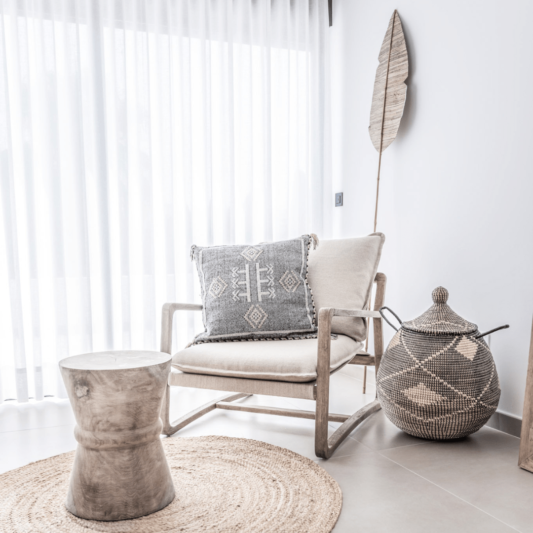 Tabouret en verre de sable | Naturel 35 x 45 cm