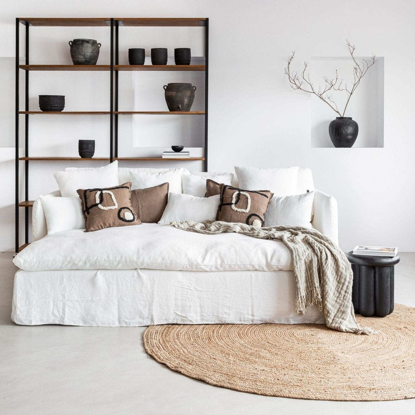 Canapé de salon en lin Tarifa | 240x190x80cm