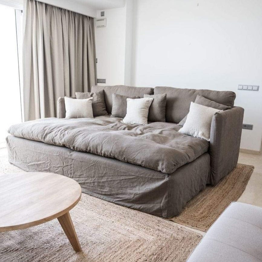 Canapé de salon en lin Tarifa | 240x190x80cm