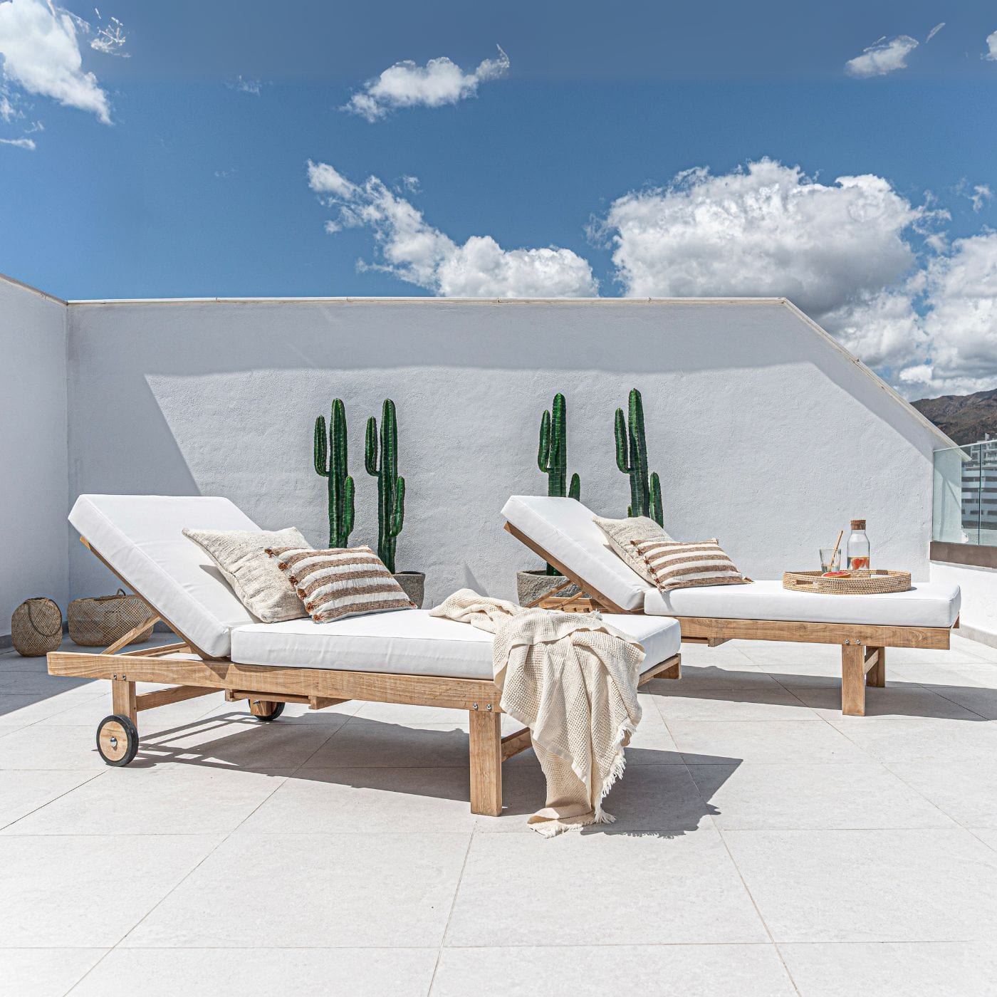Transat en teck Tulum | Blanc