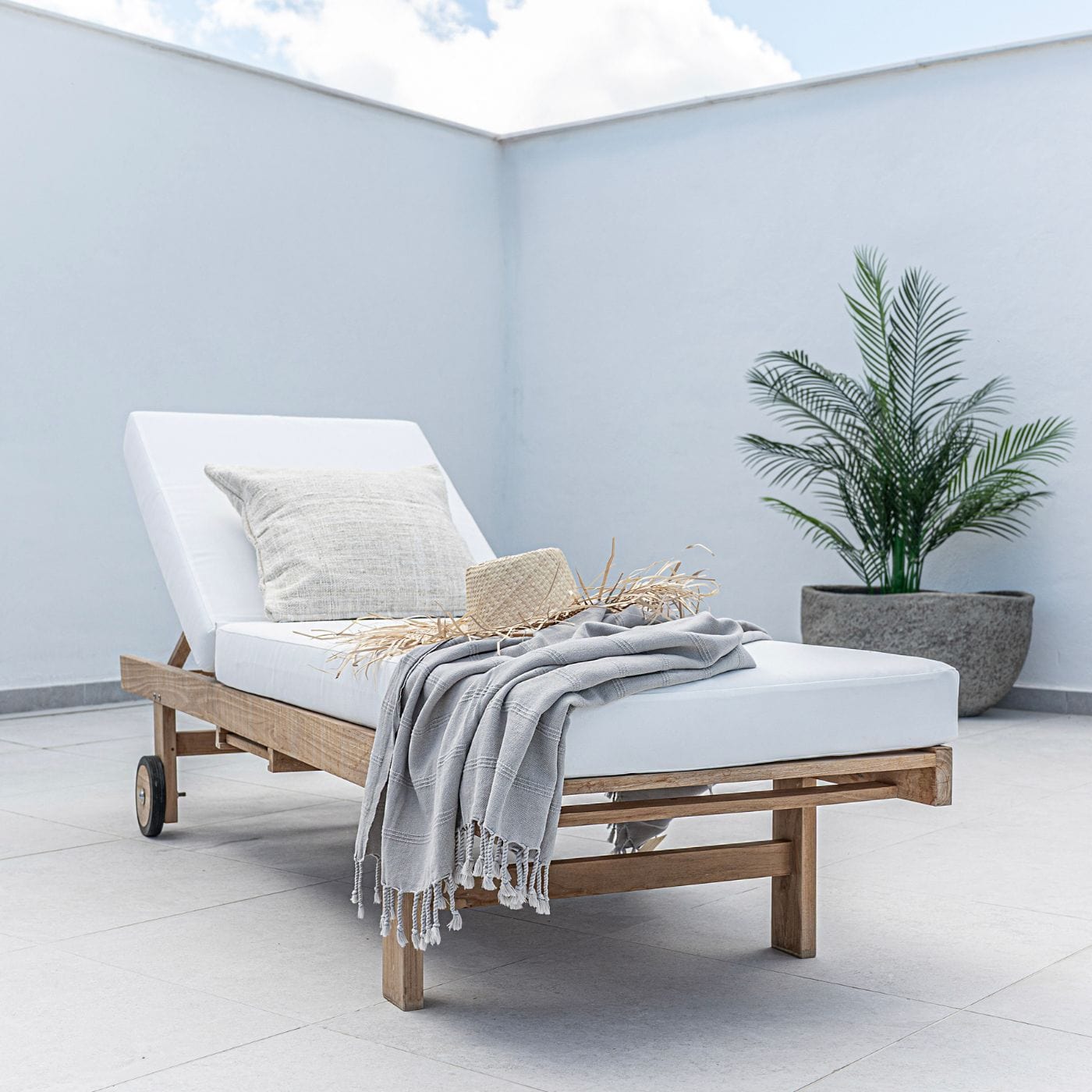Transat en teck Tulum | Blanc