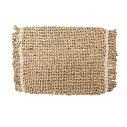 Set de table en jute tressé avec bordure contrastée, naturel