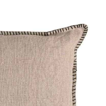 Housse de coussin en lin | Bordure brodée | Naturel 40 x 60 cm