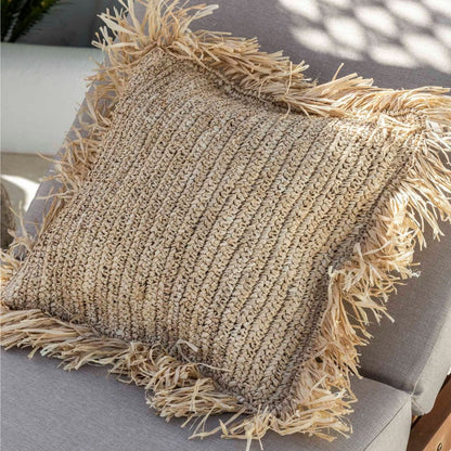 Housse de coussin en raphia | Franges | 45 x 45 cm