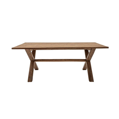 Table à manger en teck recyclé | Pieds en X | 200 x 100 x 75 cm