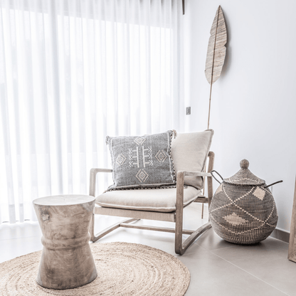 Tabouret en verre de sable | Naturel 35 x 45 cm