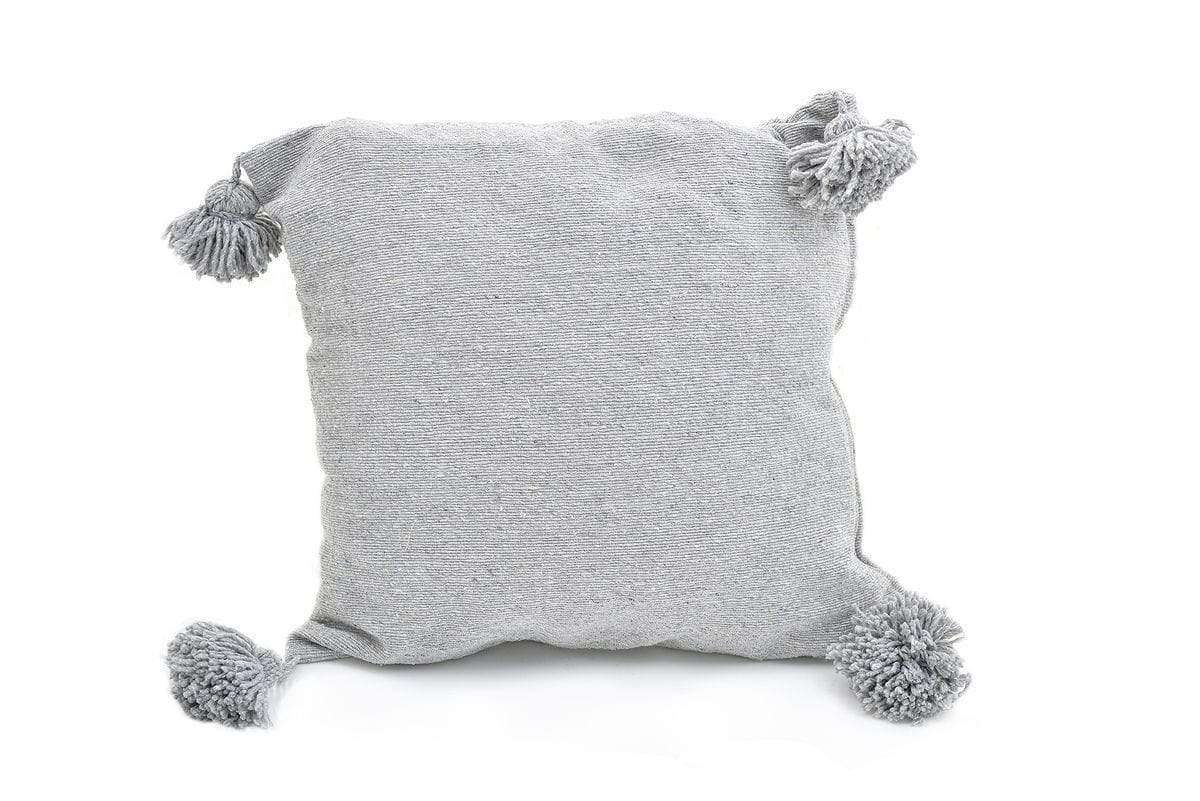 Housse de coussin à pompons | Gris clair 60 x 60 cm