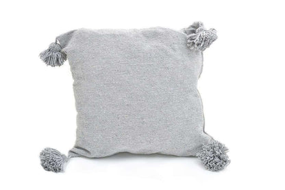 Housse de coussin à pompons | Gris clair 60 x 60 cm